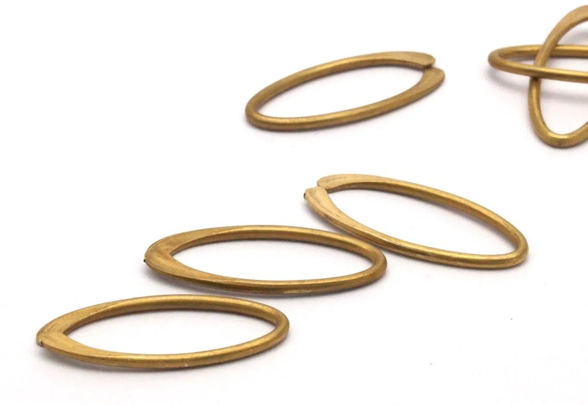 12 Raw Brass Hammered Oval Rings, Paddle Connectors (26x11mm) Bs 1213--n577