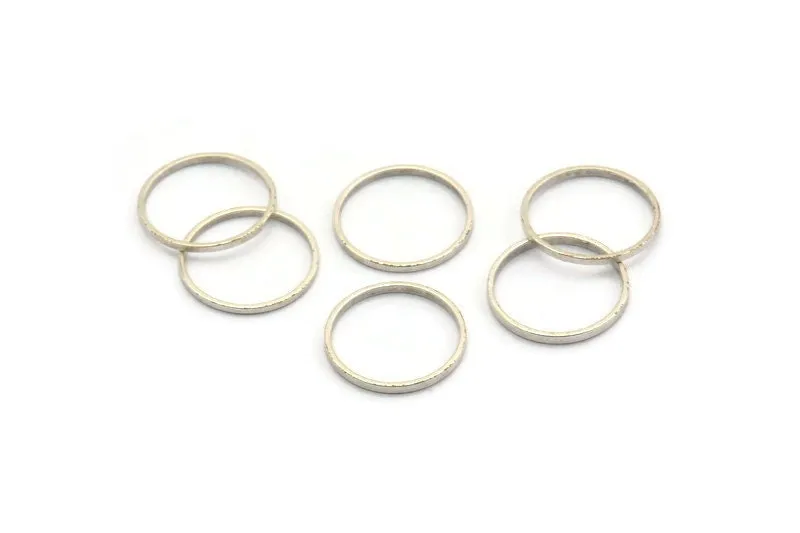 12mm Silver Circle Connector, 50 Antique Silver Plated Brass Rings, Connectors, Circle Connectors (12mm) A0625