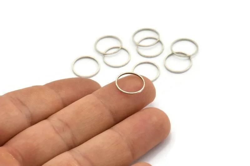 12mm Silver Circle Connector, 50 Antique Silver Plated Brass Rings, Connectors, Circle Connectors (12mm) A0625