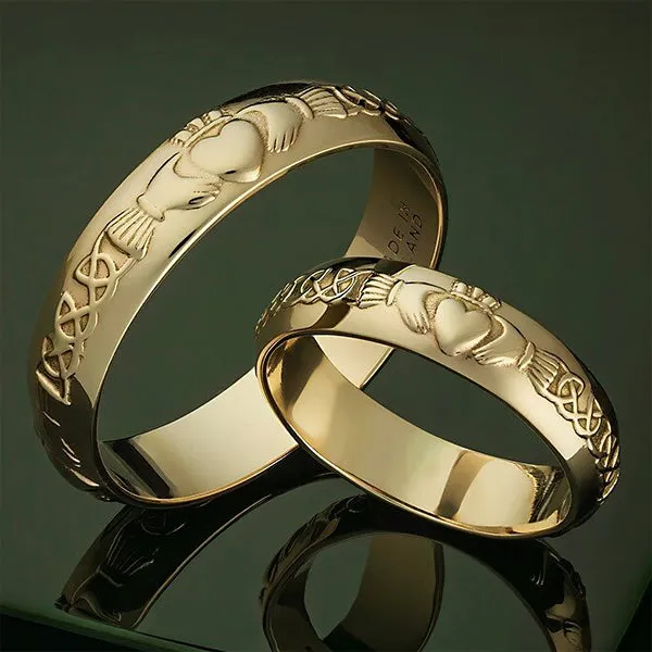 Beautiful 14k Gold Claddagh Wedding Rings