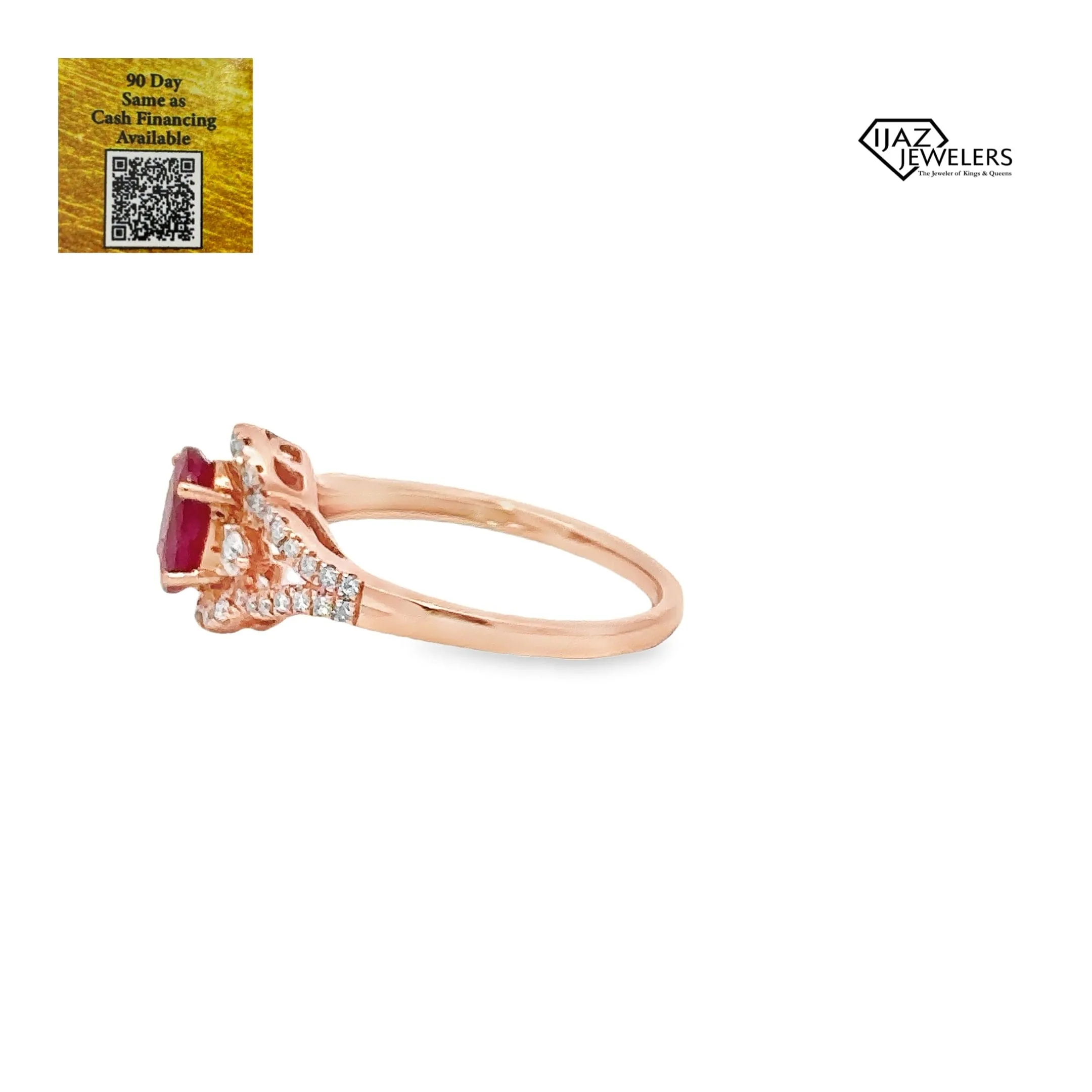 14K Rose Gold Diamond, Ruby Ladies ring