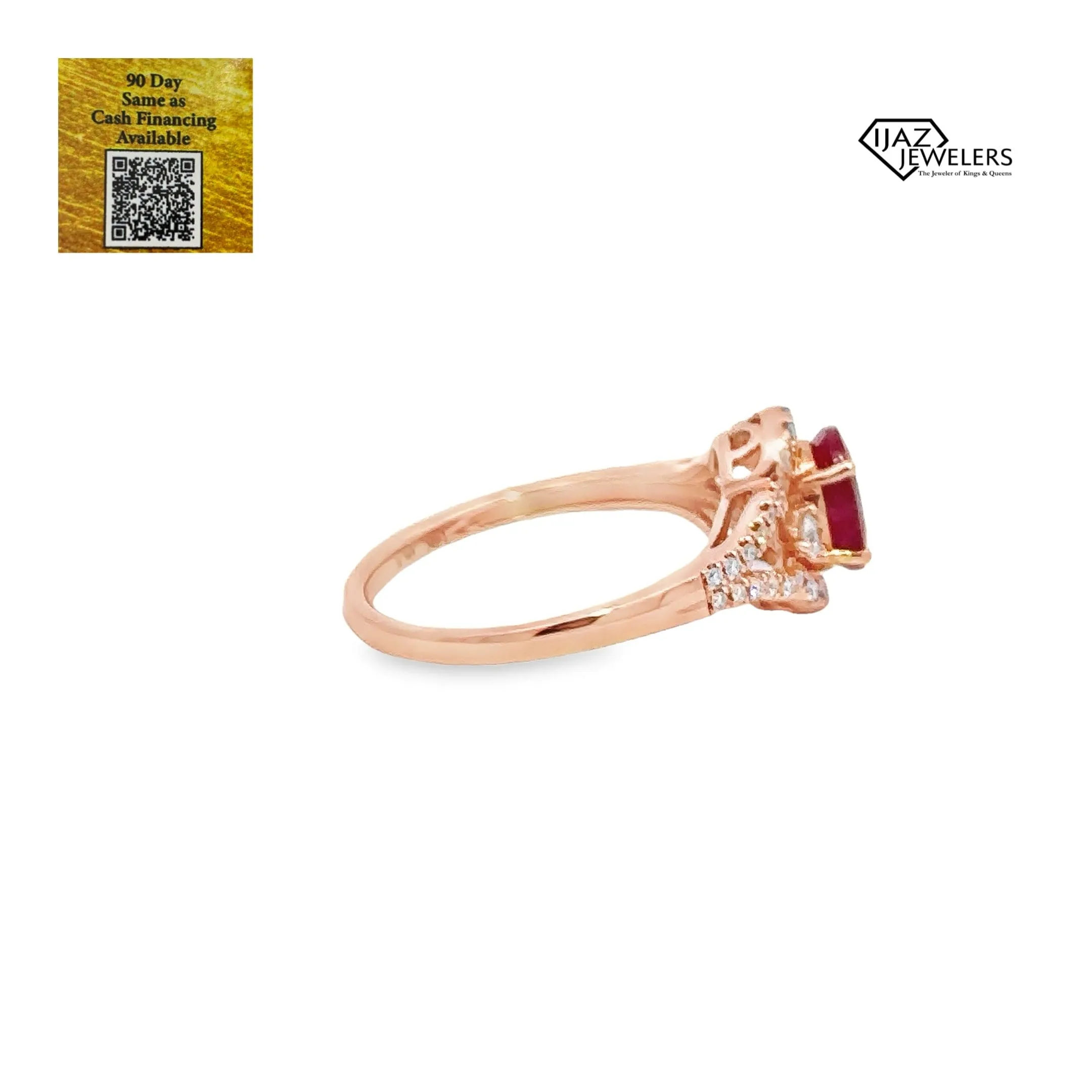 14K Rose Gold Diamond, Ruby Ladies ring