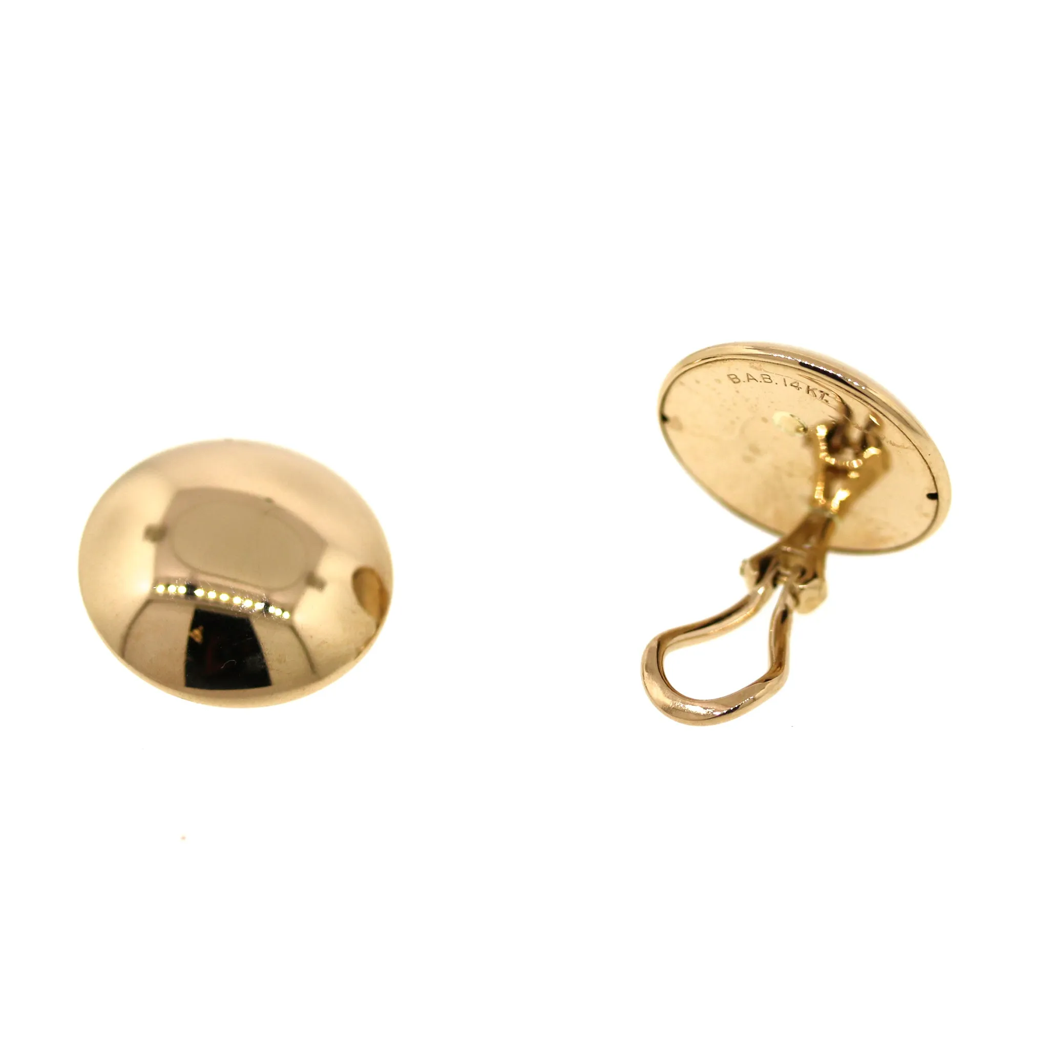 14kt Gold Button Clip Earrings