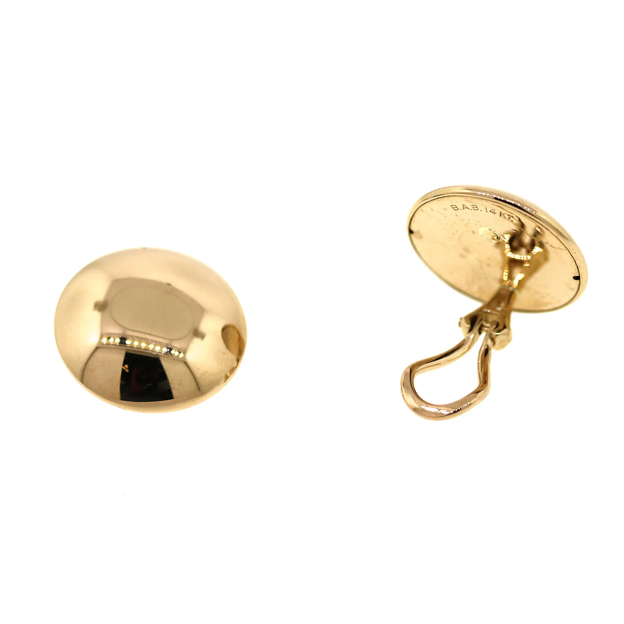 14kt Gold Button Clip Earrings