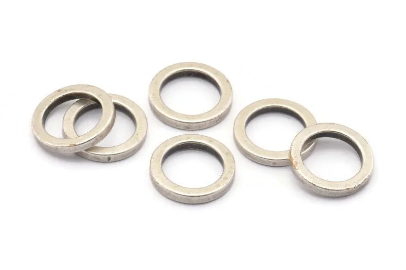 14mm Silver Circles, 12 Antique Silver Plated Brass Round Rings, Charms (14x2x2mm) Bs 1346