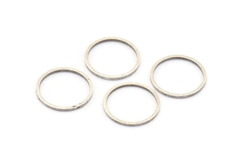 16mm Silver Rings - 12 Antique Silver Brass Circle Connectors (16mm) Bs 1098 H0002