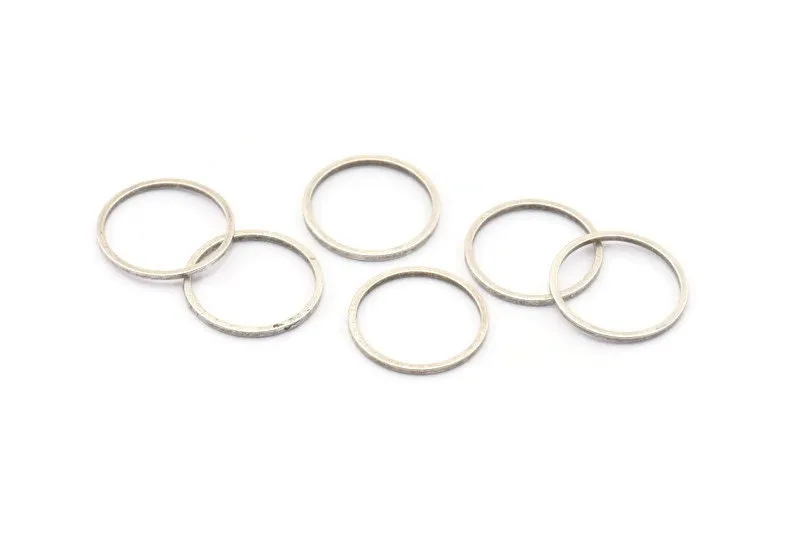 16mm Silver Rings - 12 Antique Silver Brass Circle Connectors (16mm) Bs 1098 H0002