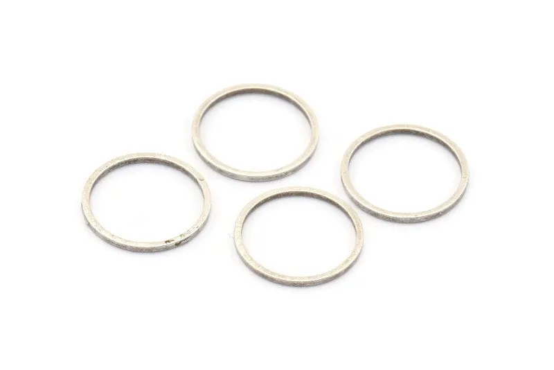 16mm Silver Rings - 24 Antique Silver Brass Circle Connectors (16mm) Bs 1098 H0002