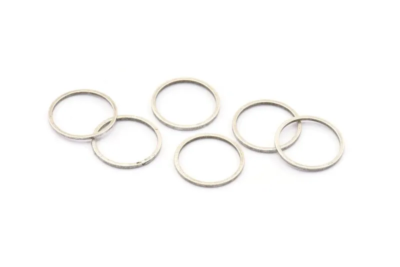 16mm Silver Rings - 24 Antique Silver Brass Circle Connectors (16mm) Bs 1098 H0002