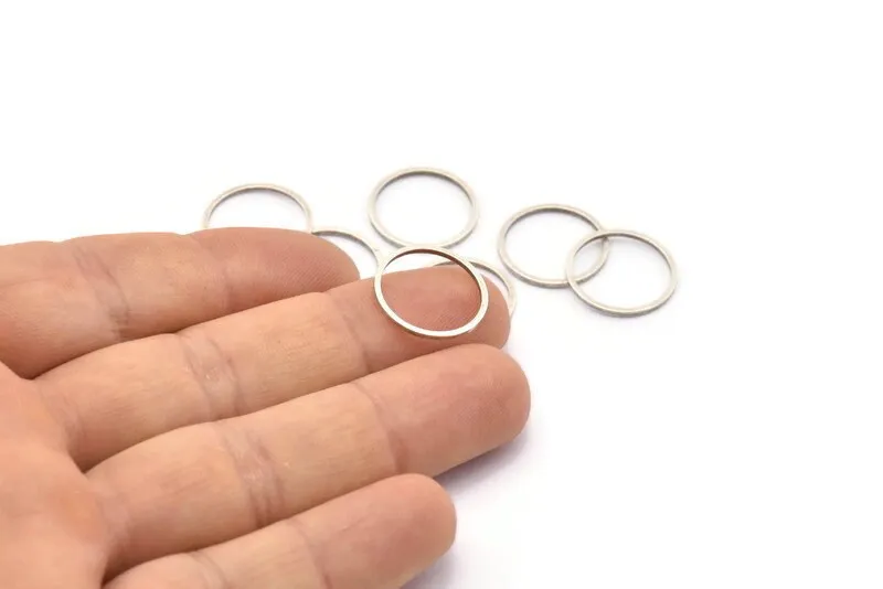 16mm Silver Rings - 24 Antique Silver Brass Circle Connectors (16mm) Bs 1098 H0002