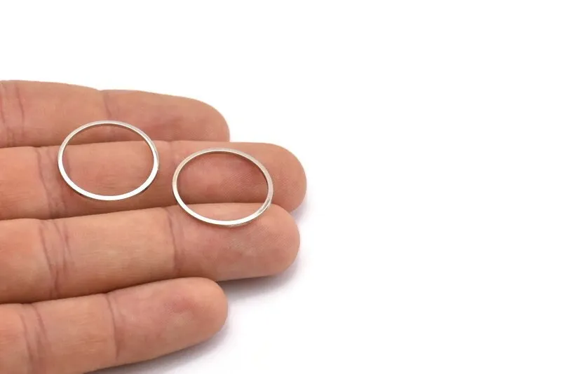 22mm Silver Rings, 24 Silver Tone Circle Connectors (22mm) Bs 1093