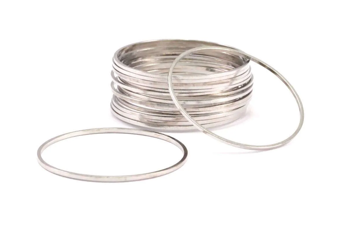 30mm Silver Rings - 48 Silver Brass Circle Connectors (30x0.8mm) D0391