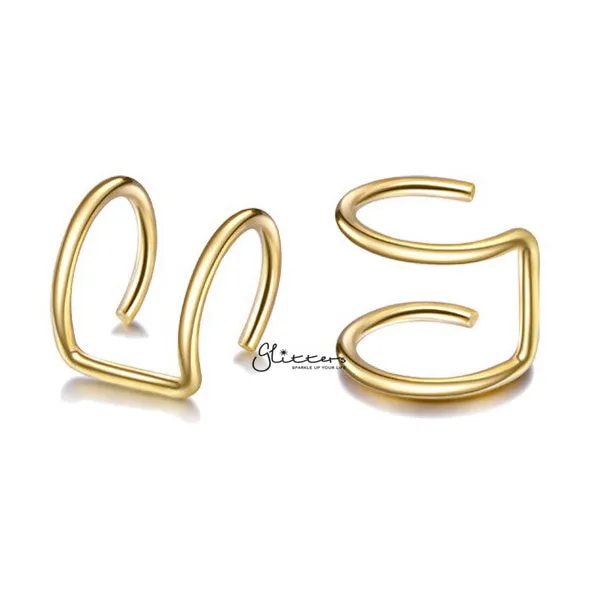 316L Surgical Steel Double Lines Ear Cuffs - Non Piercing | Minimalist Ear Cuffs