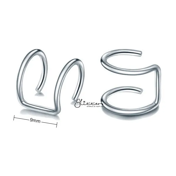 316L Surgical Steel Double Lines Ear Cuffs - Non Piercing | Minimalist Ear Cuffs