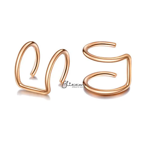 316L Surgical Steel Double Lines Ear Cuffs - Non Piercing | Minimalist Ear Cuffs