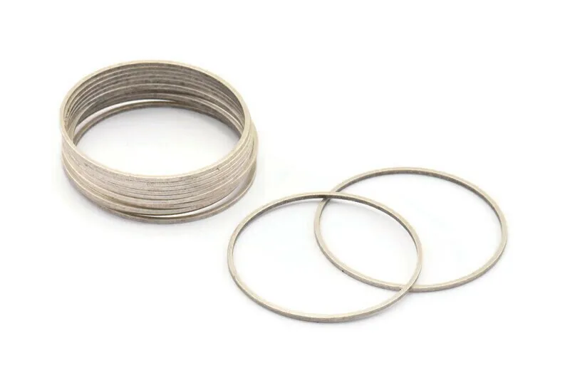 38mm Silver Rings - 24 Antique Silver Brass  Circle Connectors (38x1mm) BS 1086 H0011