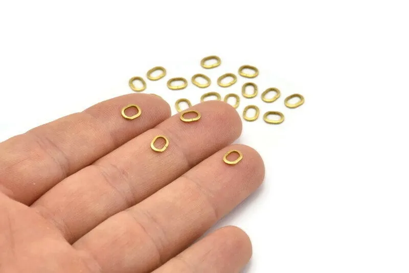 4.5mm Oval Jump Ring - 100 Raw Brass Oval Strong Jump Rings (4.5x6mm)  Brs 435 A0360