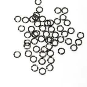 4mm Hematite / Black Stainless Jump Rings, 4x0.7mm, 2.6mm Inside Diameter, Closed Unsoldered, Lot Size 50 Pieces