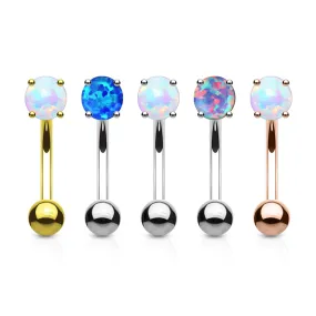 5 Pcs Value Pack Opal Prong Set Top 316L Surgical Steel WildKlass Eyebrow Rings/ Curved Barbells