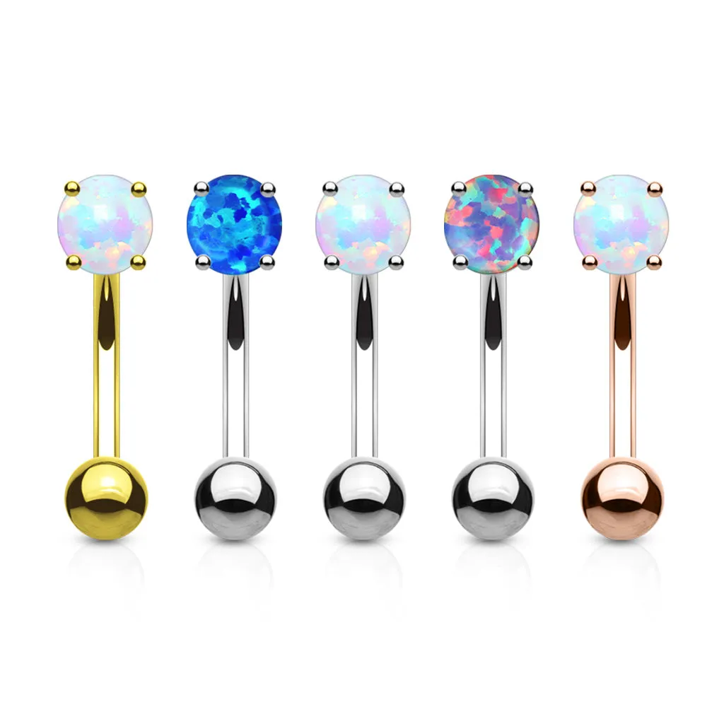 5 Pcs Value Pack Opal Prong Set Top 316L Surgical Steel WildKlass Eyebrow Rings/ Curved Barbells