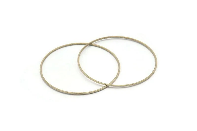 50mm Silver Rings - 12 Antique Silver Brass Circle Connectors (50x1x1mm) BS 1083 H0018