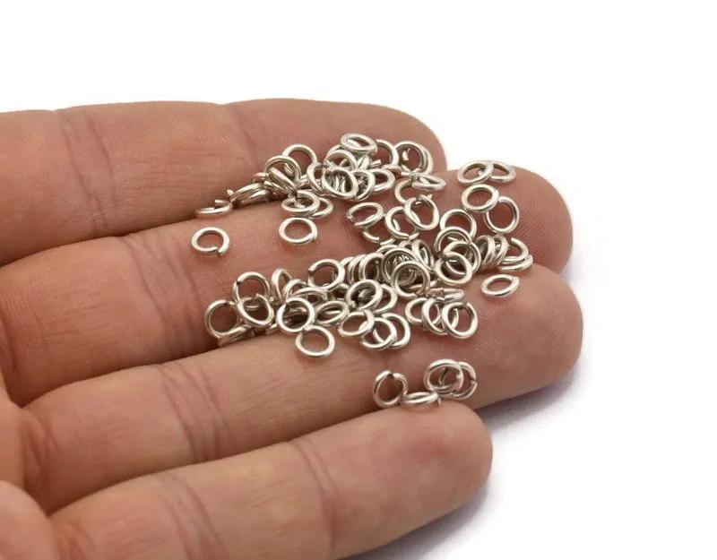 5mm Jump Ring, 250 Antique Silver Plated Brass Jump Rings (5x1mm) A0323 H0482