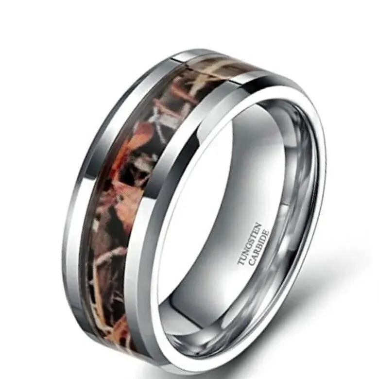 6mm 8mm Camo Tungsten Rings Hunting Camouflage Wedding Engagement Band