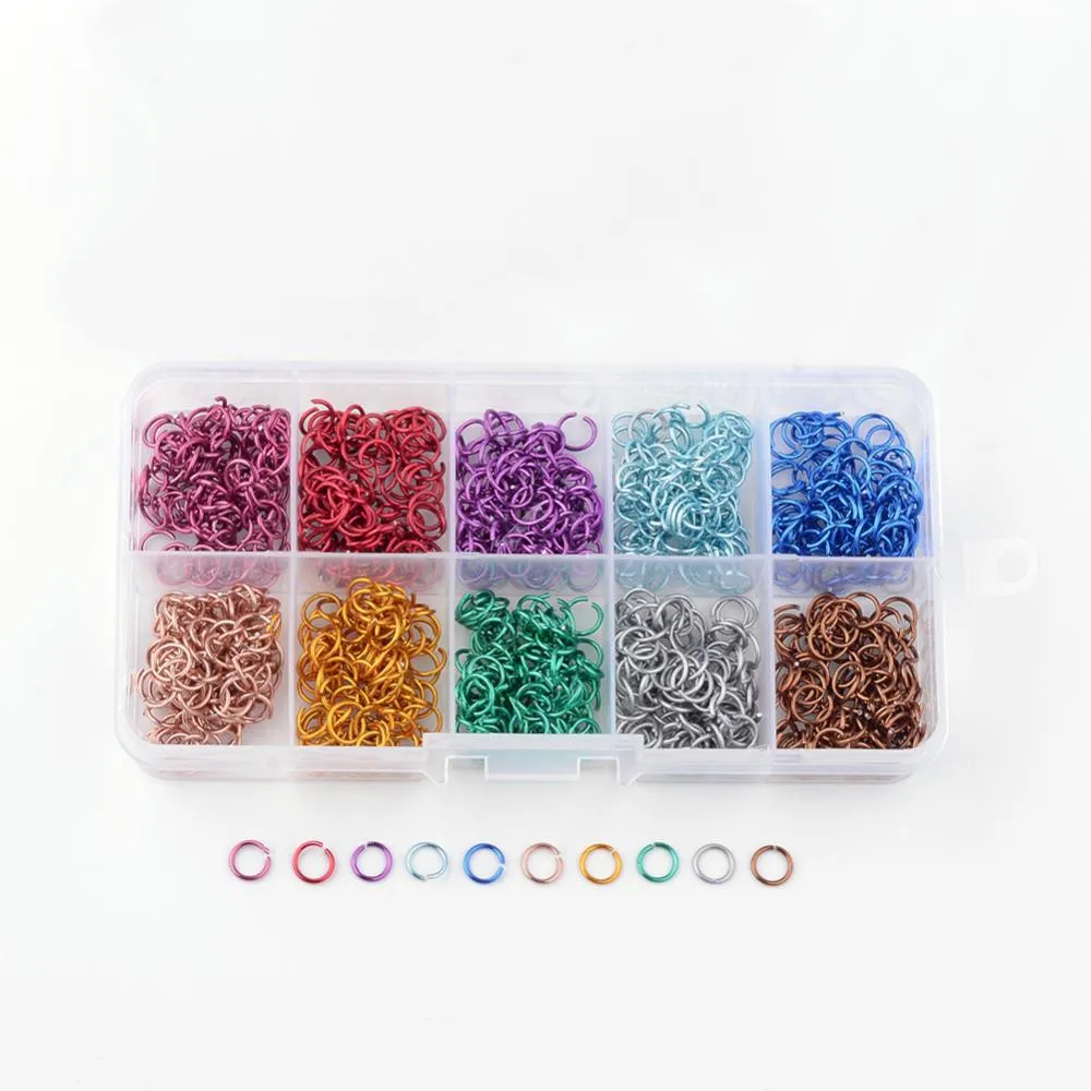 6mm Aluminum Wire Open Jump Rings, Mixed Color, 20 Gauge, about 1000pcs/box, jum0267