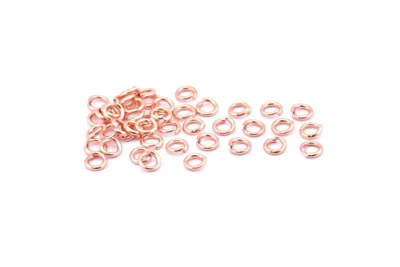 6mm Jump Ring, 100 Rose Gold Tone Brass Jump Rings (6x1.20mm) A1002