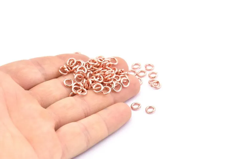 6mm Jump Ring, 100 Rose Gold Tone Brass Jump Rings (6x1.20mm) A1002