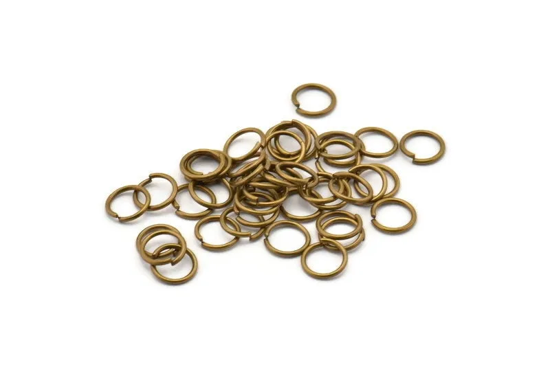 7mm Jump Ring - 100 Antiqued Brass Jump Rings (7x0.80mm) A0336