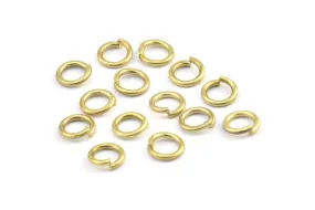 7mm Jump Ring - 100 Raw Brass Round Jump Rings Connectors Findings (7x1.2mm) R-06  A0330