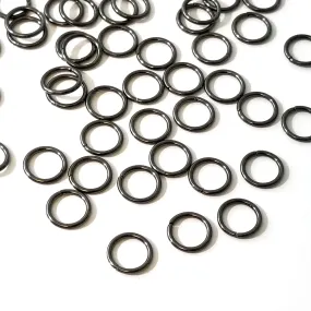 8mm Hematite / Black Stainless Jump Rings, 8x1.2mm, 5.6mm Inside Diameter, Closed Unsoldered, Lot Size 50 Pieces