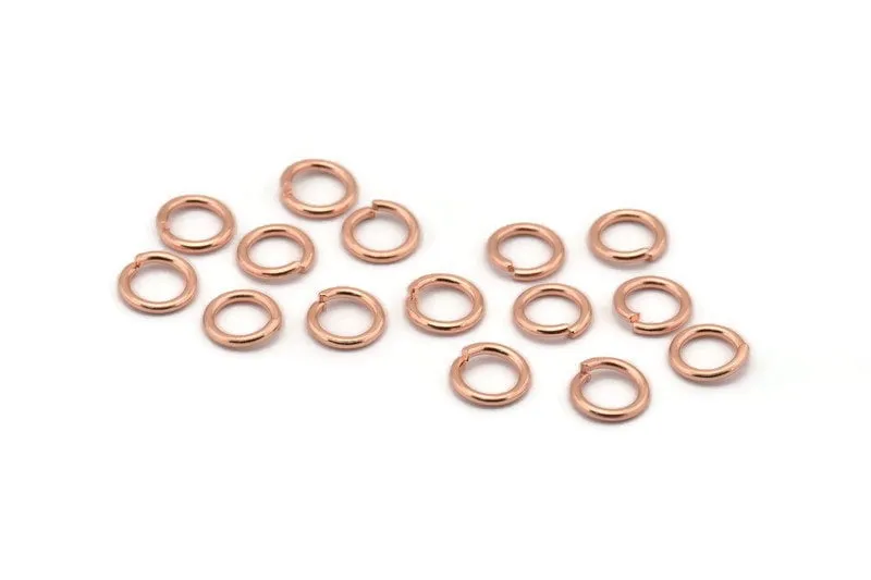 8mm Jump Ring, 100 Rose Gold Tone Brass Jump Rings (8x1.2mm) A1058