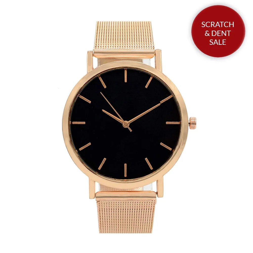 ALEX BLACK DIAL ROSEGOLD MESH STRAP WATCH-SAMPLE