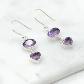 Amethyst Drop Silver Earrings