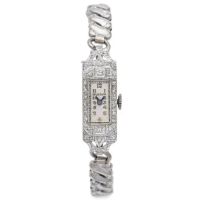 Antique Bulova 900 Platinum 17 Jewels Cal. 3AF Diamond Women's Hand Wind Watch