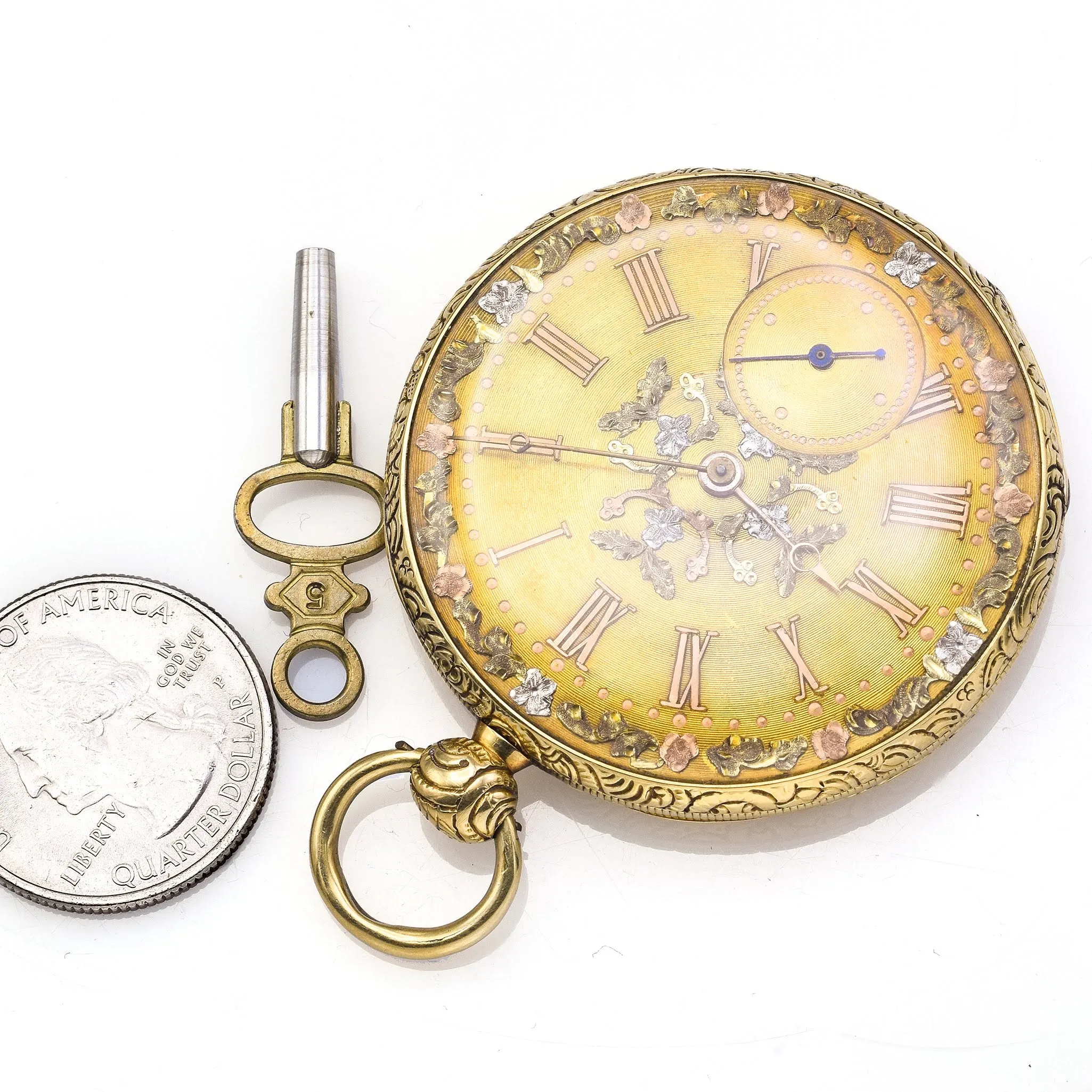 Antique Early 19th Century English 18K Yellow Gold Key Wind Pocket Watch