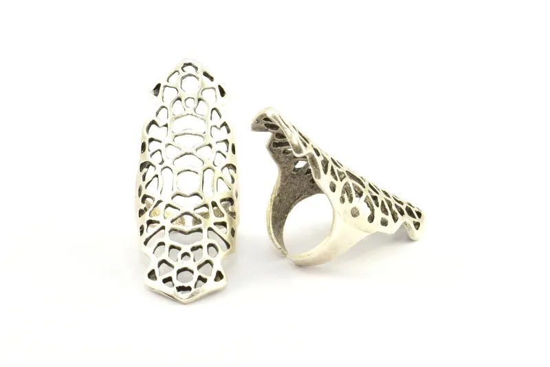 Antique Silver Boho Ring, 1 Antique Silver Plated Brass Adjustable Boho Rings N0142 H0322