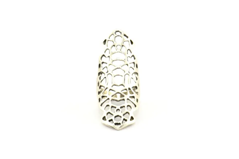 Antique Silver Boho Ring, 1 Antique Silver Plated Brass Adjustable Boho Rings N0142 H0322