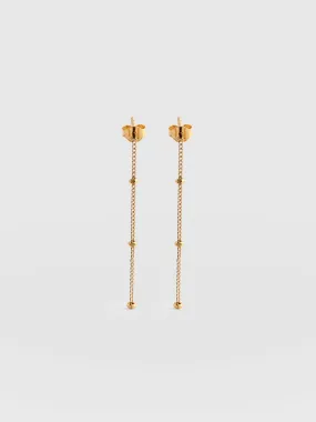 Ball Chain Drop Earrings - Gold