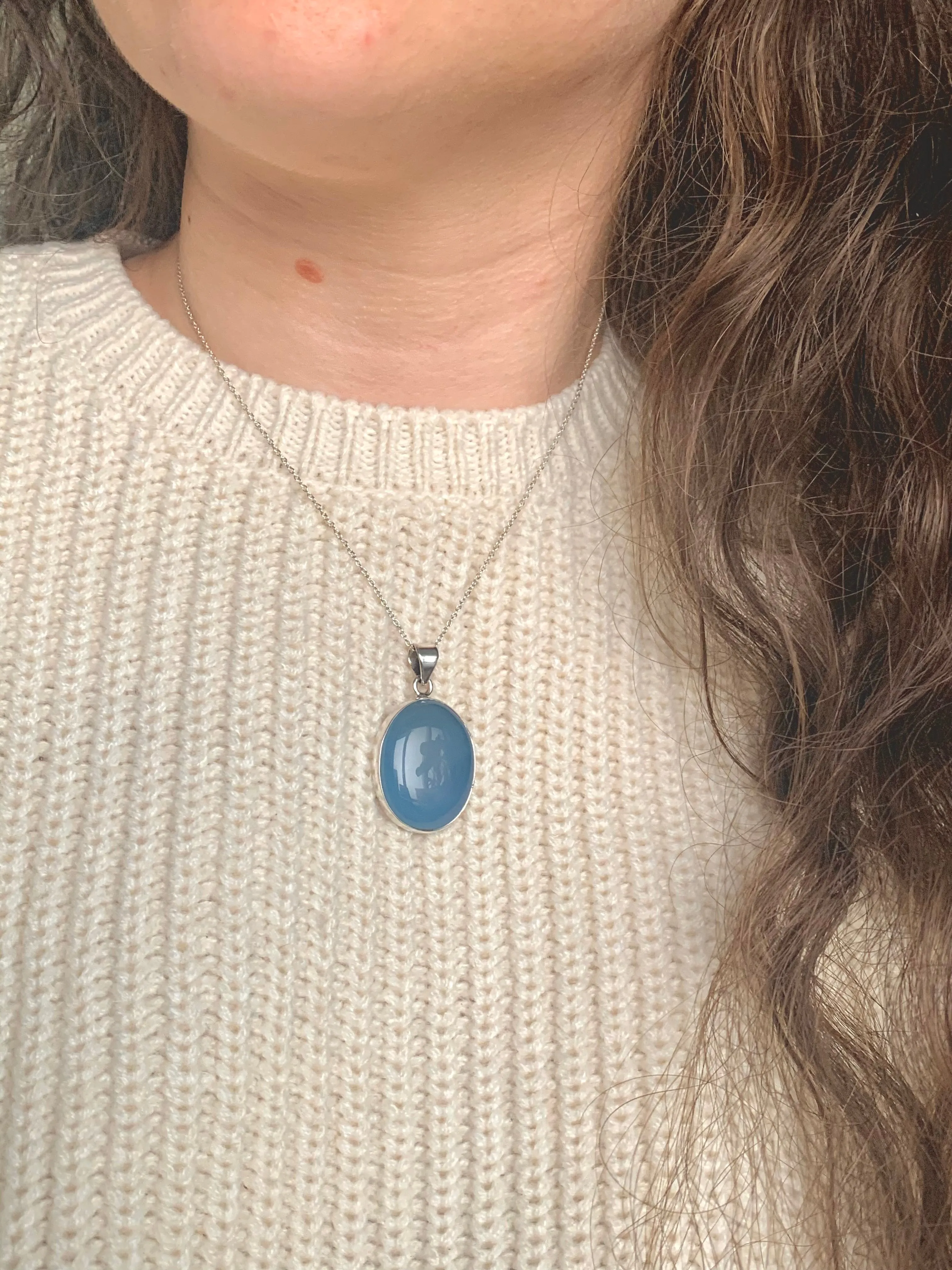 Blue Chalcedony Akoni Pendant