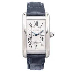 Stylish Cartier Tank Americaine 18K White Gold Automatic Mens Watch (Ref. 1741) - Complete with Box and Papers