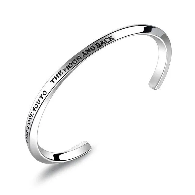 Customer Engraving Stainless Steel Fashion Open Cuff Bracelets