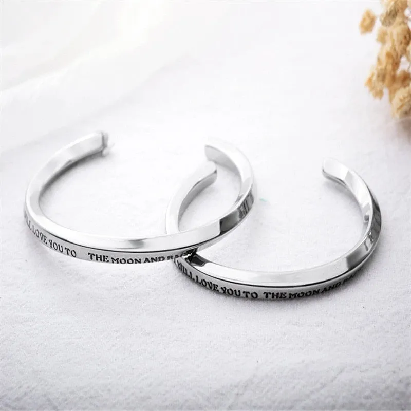 Customer Engraving Stainless Steel Fashion Open Cuff Bracelets