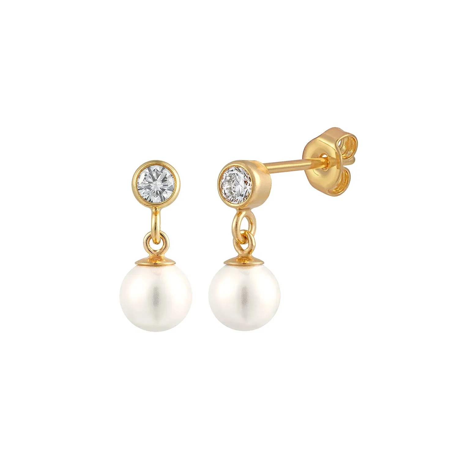 Dainty CZ Pearl Drop Earrings