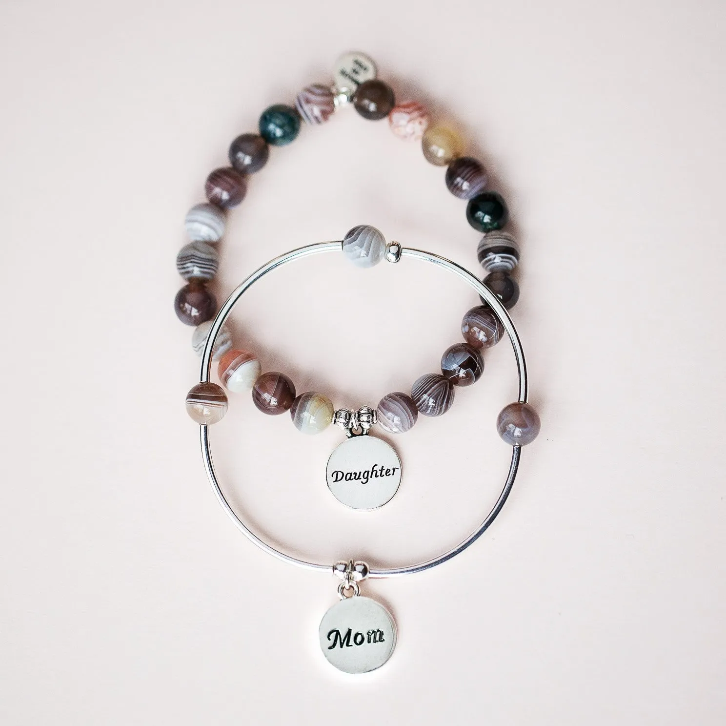 Daughter | Soft Bangle Charm Bracelet | Onyx