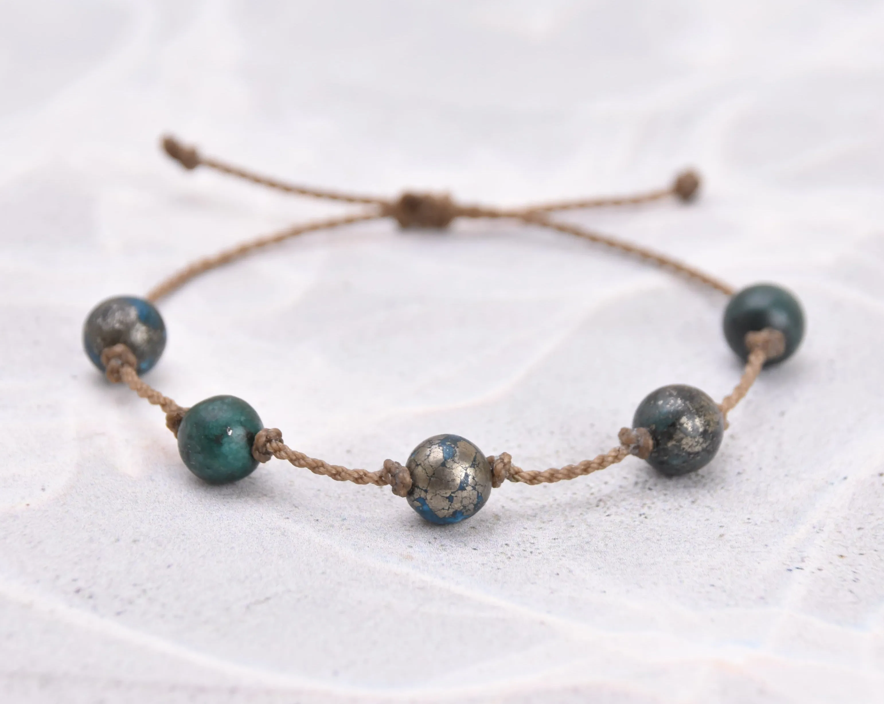 Dumortierite & Pyrite Jade Bracelets