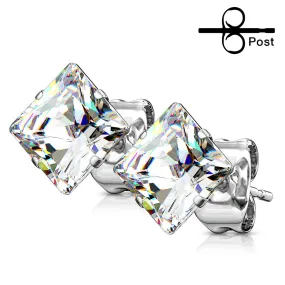 EAR SQUARE CZ PAIR 22G Clear