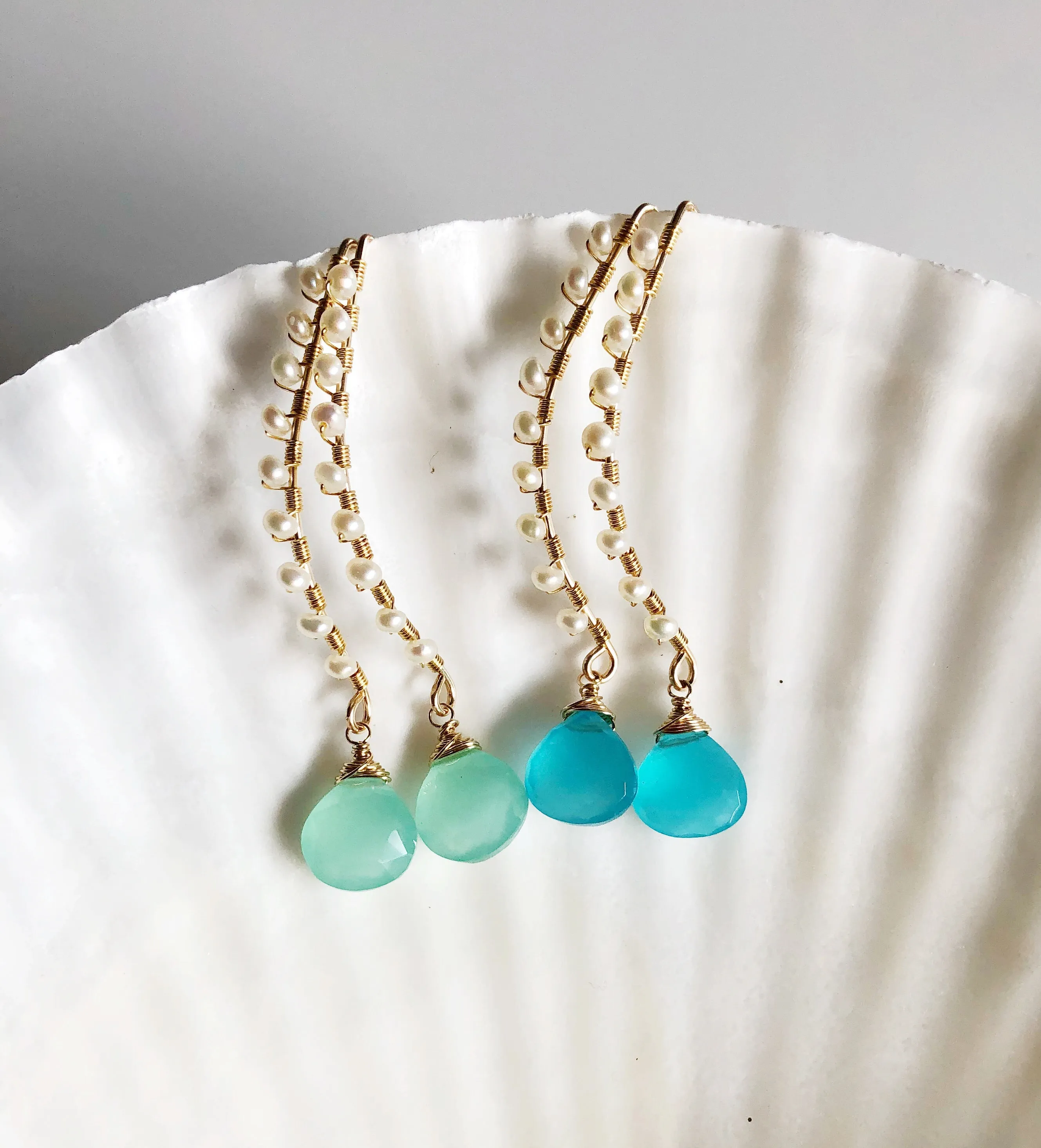 Earrings Ailani - aqua chalcedony (E190)